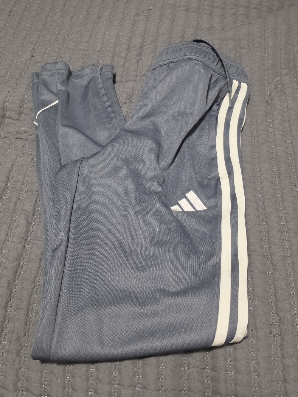 adidas Kids Navy Gray Joggers with White Stripes
